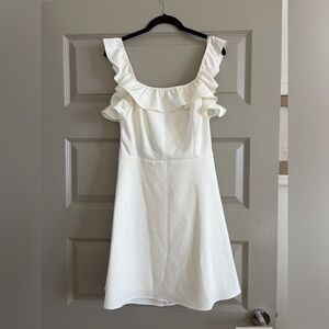 BCBG Generation White Ruffle A-Line Mini Dress Size 8